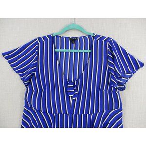 Torrid Blue Striped Tie-Front Dress Womens Size 0 Short Sleeve Polyester Flowy H